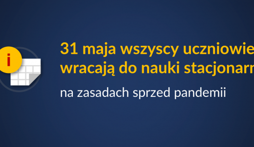 31 maja wszyscy uczniowie wracają do nauki stacjonarnej
